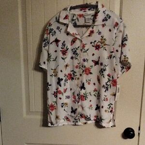 Bon Worth White Floral Women's Shirt